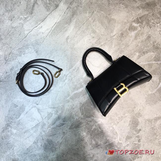 BALENCIAGA HOURGLASS XS TOP HANDLE BAG IN BLACK 5928331 SIZE 19 CM - 1