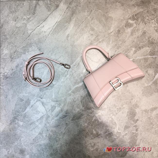 BALENCIAGA HOURGLASS XS TOP HANDLE BAG IN LIGHT ROSE 5928331 SIZE 19 CM - 1