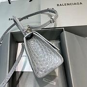 BALENCIAGA HOURGLASS XS TOP HANDLE GRAY CROCODILE EMBOSSED SIZE19CM - 3