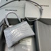 BALENCIAGA HOURGLASS XS TOP HANDLE GRAY CROCODILE EMBOSSED SIZE19CM - 5
