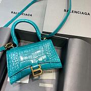 BALENCIAGA HOURGLASS XS TOP HANDLE TIFFANY BLUE CROCODILE EMBOSSED 5928331 SIZE 19 CM - 1
