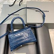 BALENCIAGA HOURGLASS XS TOP HANDLE CROCODILE BLUE CROCODILE EMBOSSED 5928331 SIZE 19 CM - 2