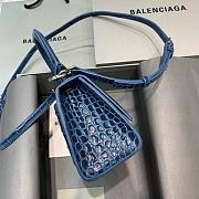 BALENCIAGA HOURGLASS XS TOP HANDLE CROCODILE BLUE CROCODILE EMBOSSED 5928331 SIZE 19 CM - 3
