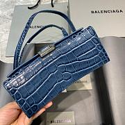 BALENCIAGA HOURGLASS XS TOP HANDLE CROCODILE BLUE CROCODILE EMBOSSED 5928331 SIZE 19 CM - 6