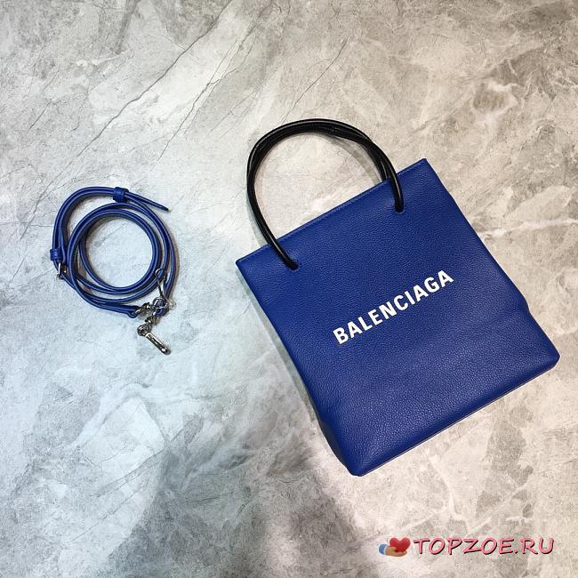 BALENCIAGA SHOPPING XXS TOTE BAG BLUE 597858 SIZE 19 x 8 x 21.5 CM - 1