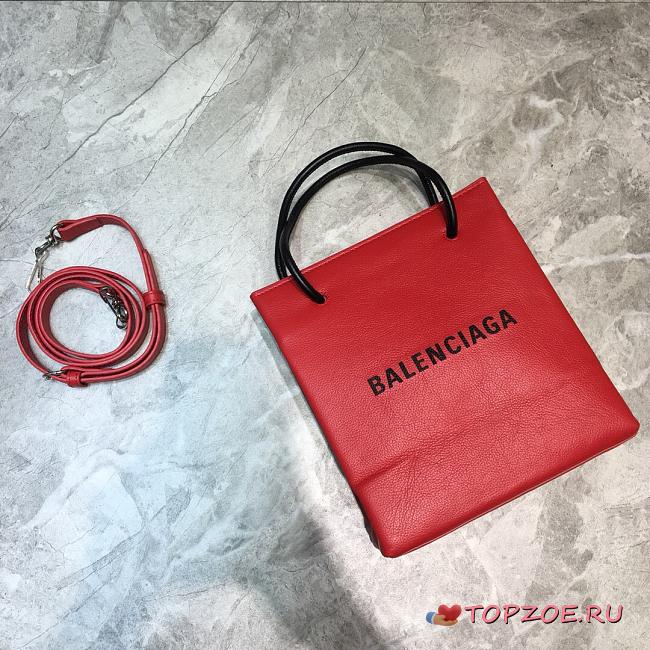 BALENCIAGA SHOPPING XXS TOTE BAG RED 597858 SIZE 19 x 8 x 21.5 CM - 1