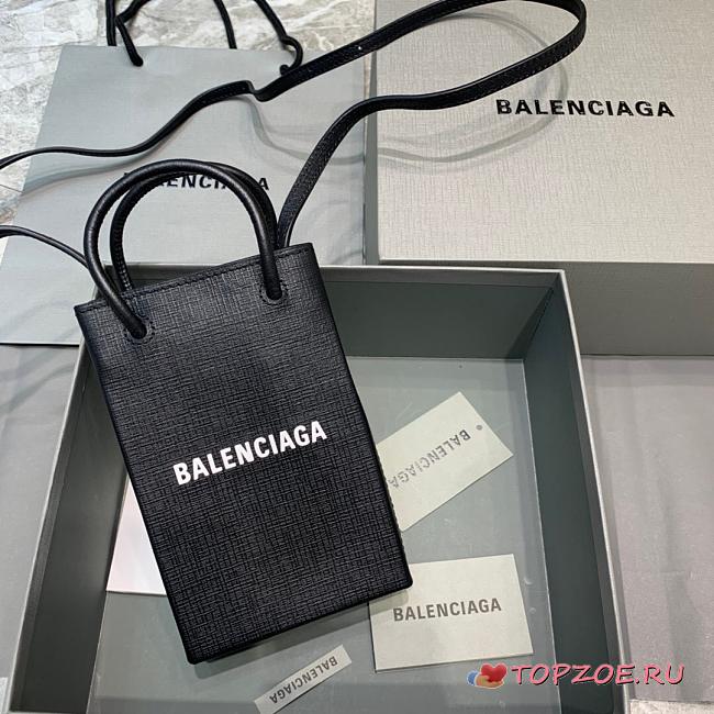 BALENCIAGA SHOPPING PHONE HOLDER IN BLACK 5938260 SIZE 12 CM - 1