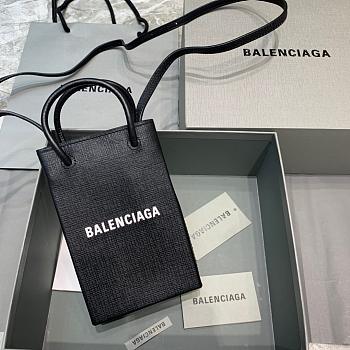 BALENCIAGA SHOPPING PHONE HOLDER IN BLACK 5938260 SIZE 12 CM