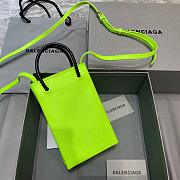 BALENCIAGA SHOPPING PHONE HOLDER IN NEON GREEN 5938260 SIZE 12 CM - 2