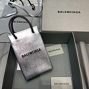 BALENCIAGA SHOPPING PHONE HOLDER IN SILVER 5938260 SIZE 12 CM - 1