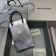 BALENCIAGA SHOPPING PHONE HOLDER IN SILVER 5938260 SIZE 12 CM - 2