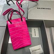BALENCIAGA SHOPPING PHONE HOLDER IN PINK CROCODILE EMBOSSED 5938260 SIZE 12 CM - 6