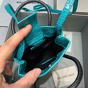 BALENCIAGA SHOPPING PHONE HOLDER IN TURQUOISE BLUE CROCODILE EMBOSSED 5938260 SIZE 12 CM - 3