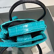 BALENCIAGA SHOPPING PHONE HOLDER IN TURQUOISE BLUE CROCODILE EMBOSSED 5938260 SIZE 12 CM - 2