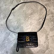 BALENCIAGA B SHOULDER BAG IN BLACK CROCODILE EMBOSSED 592898 SIZE 18.5 CM - 1