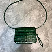 BALENCIAGA B SHOULDER BAG IN EMERALD GREEN CROCODILE EMBOSSED 592898 SIZE 18.5 CM - 2