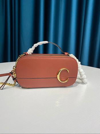 CHLOE C MINI VANITY BAG BROWN S225 SIZE 19 CM