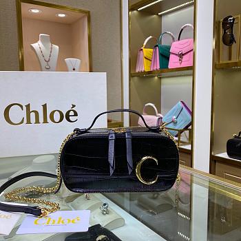  CHLOE C MINI VANITY BAG IN CROCODILE EMBOSSED BLACK S225 SIZE 19 CM
