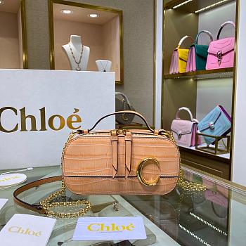 CHLOE C MINI VANITY BAG IN CROCODILE EMBOSSED PEACH S225 SIZE 19 CM