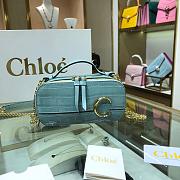 CHLOE C MINI VANITY BAG IN CROCODILE EMBOSSED LIGHT BLUE S225 SIZE 19 CM - 1