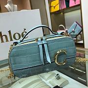 CHLOE C MINI VANITY BAG IN CROCODILE EMBOSSED LIGHT BLUE S225 SIZE 19 CM - 6