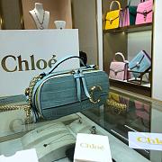 CHLOE C MINI VANITY BAG IN CROCODILE EMBOSSED LIGHT BLUE S225 SIZE 19 CM - 5