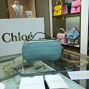 CHLOE C MINI VANITY BAG IN CROCODILE EMBOSSED LIGHT BLUE S225 SIZE 19 CM - 3