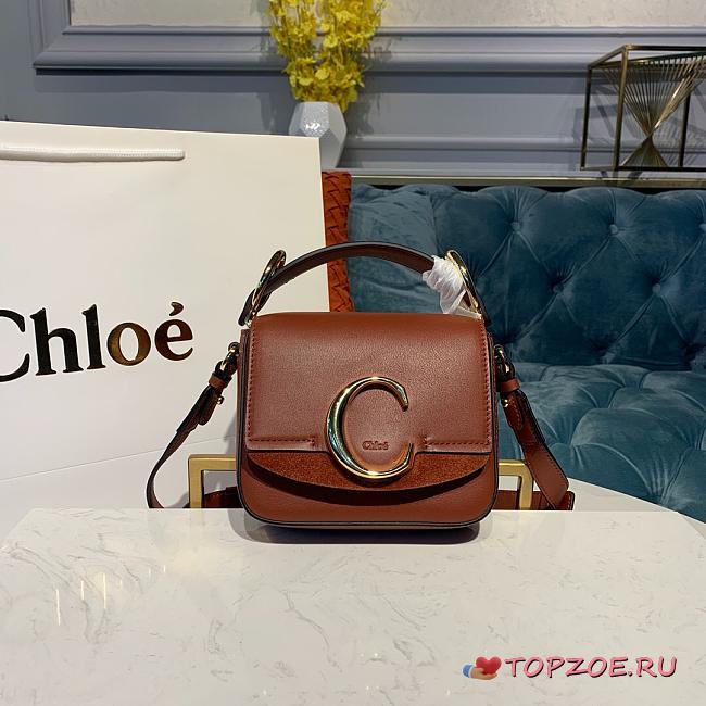 CHLOE MINI C BAG BROWN S193 SIZE 16.5 CM - 1
