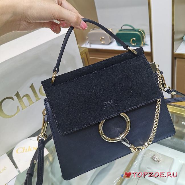 CHLOE FAYE SMALL TOP HANDLE BAG BLACK SIZE 26 CM - 1