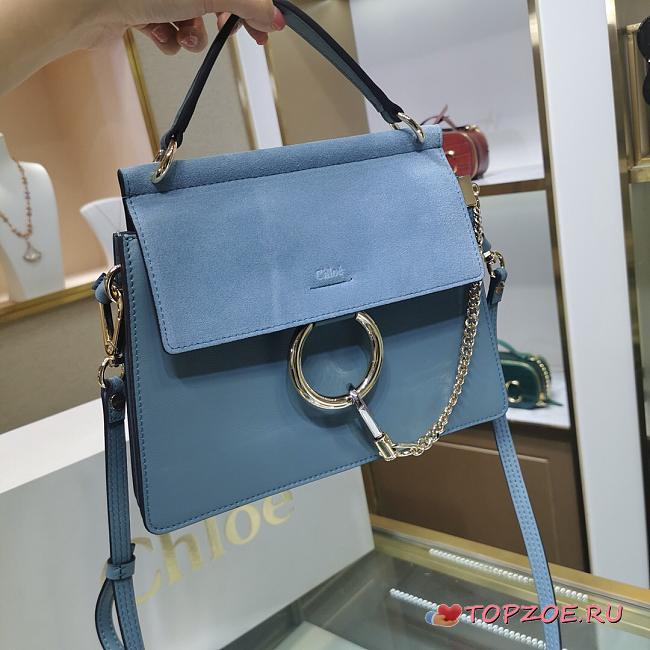 CHLOE FAYE SMALL TOP HANDLE BAG LIGHT BLUE SIZE 26 CM - 1