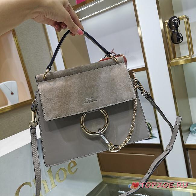 CHLOE FAYE SMALL TOP HANDLE BAG GRAY SIZE 26 CM - 1