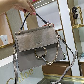 CHLOE FAYE SMALL TOP HANDLE BAG GRAY SIZE 26 CM
