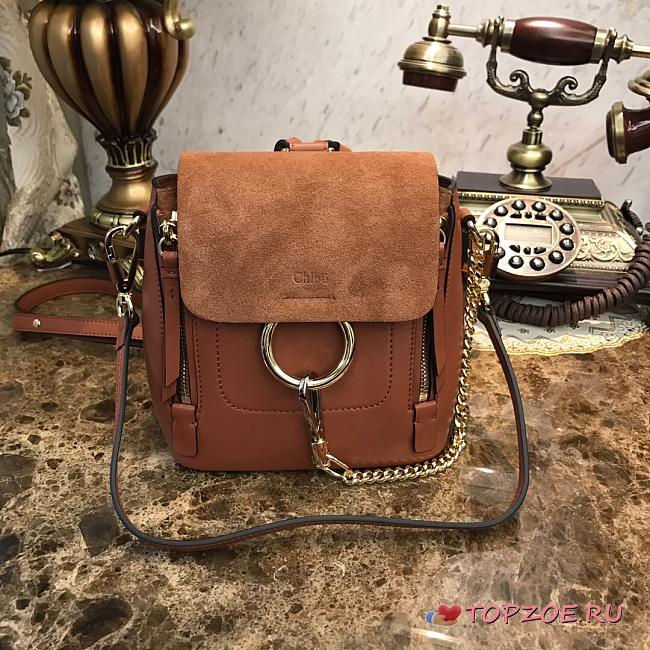 CHLOE MINI FAYE BACKPACK BROWN S232 SIZE 16.5 CM - 1