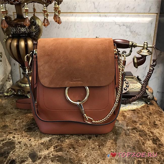 CHLOE FAYE BACKPACK BROWN S1192 SIZE 21.5 CM - 1