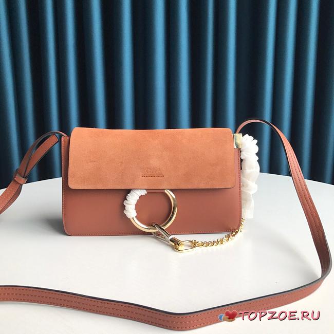 CHLOE FAYE SMALL SHOULDER BAG BROWN S127 SIZE 24 CM - 1