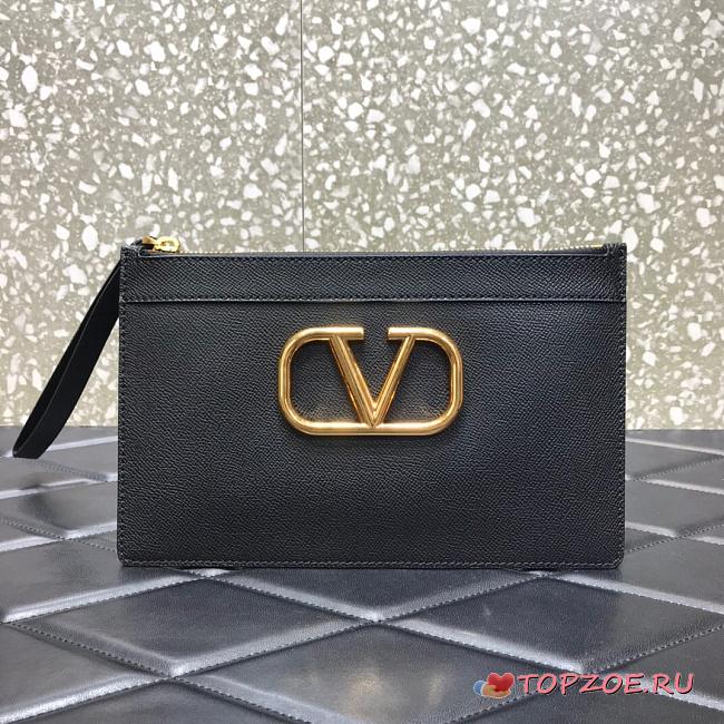 VALENTINO V LOGO POUCH BLACK SIZE 25 CM - 1