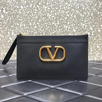 VALENTINO V LOGO POUCH BLACK SIZE 25 CM