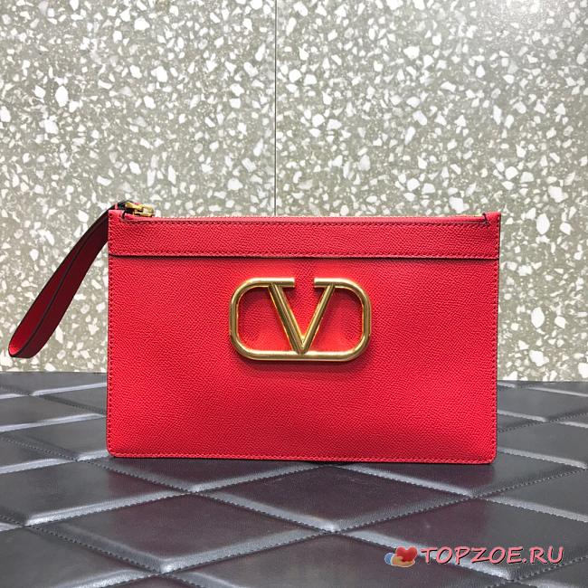  VALENTINO V LOGO POUCH RED SIZE 25 CM - 1