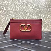 VALENTINO V LOGO POUCH BORDEAUX SIZE 25 CM - 1