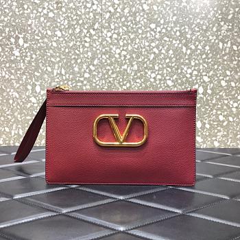 VALENTINO V LOGO POUCH BORDEAUX SIZE 25 CM