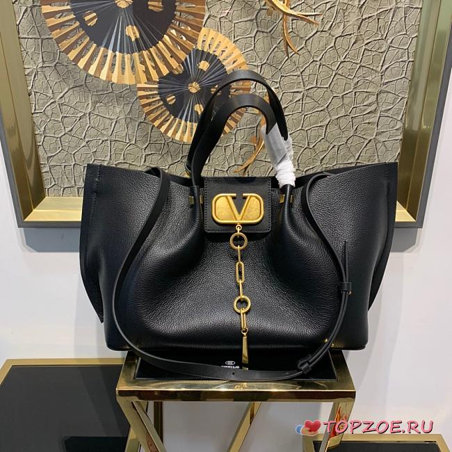 VALENTINO GARAVANI ESCAPE LARGE TOTE BAG BLACK SIZE 31 CM - 1