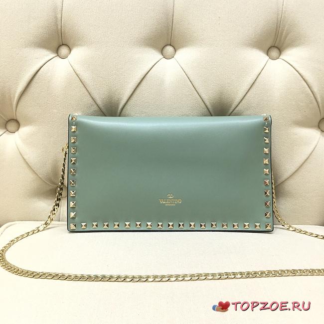 VALENTINO ROCKSTUD CLUTCH MINT GREEN SIZE 28 CM - 1