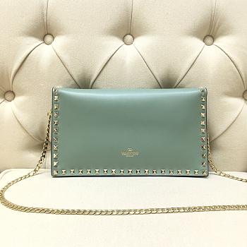 VALENTINO ROCKSTUD CLUTCH MINT GREEN SIZE 28 CM