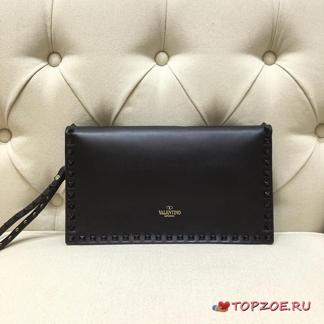 VALENTINO ROCKSTUD CLUTCH FULL BLACK SIZE 28 CM - 1