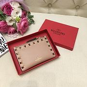 VALENTINO ROCKSTUD COIN PURSE AND CARDHOLDER DARK BEIGE SIZE 13 CM - 1