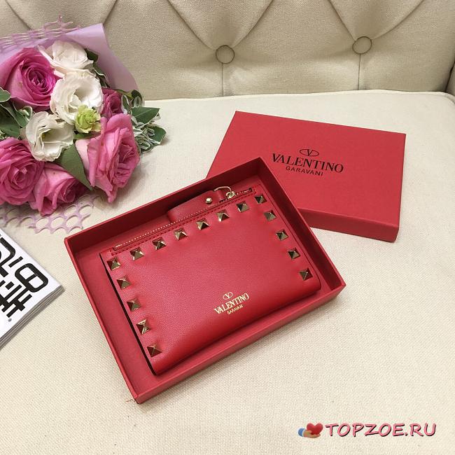 VALENTINO ROCKSTUD COIN PURSE AND CARDHOLDER RED SIZE 13 CM - 1