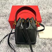 VALENTINO V LOGO LEATHER BUCKET BAG BLACK SIZE 15 CM - 1