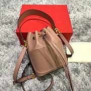 VALENTINO V LOGO LEATHER BUCKET BAG DARK BEIGE SIZE 15 CM - 6