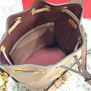 VALENTINO V LOGO LEATHER BUCKET BAG DARK BEIGE SIZE 15 CM - 4
