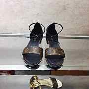 LV COWHIDE LEATHER SANDALS BLACK & GOLD  005 - 2
